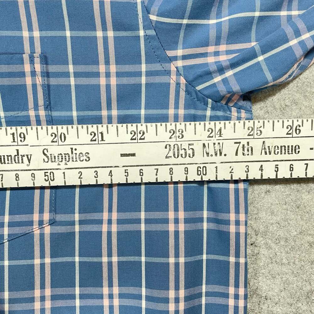 Beverly Hills Polo Club Men's 2XLB Blue Plaid Short Sleeve Button-Up Shirt - Picture 6 of 9
